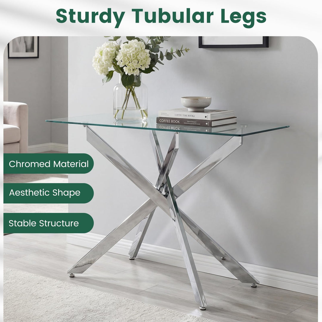 Giantex Glass Console Table 45" Modern Entryway Table
