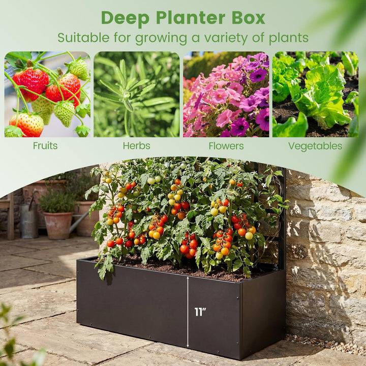Giantex 36" x 16" x 77" Metal Raised Garden Bed with Trellis