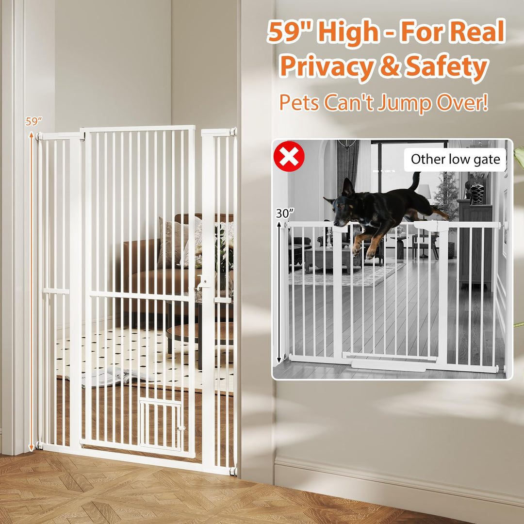Giantex 59” Extra Tall Pet Gate Heavy-Duty Metal Cat Gate with Wide Opening