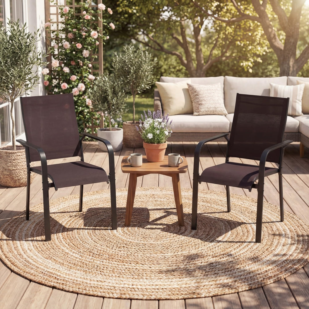 Giantex Patio Chairs Set of 2/4/6 Stackable Outdoor Dining Chairs