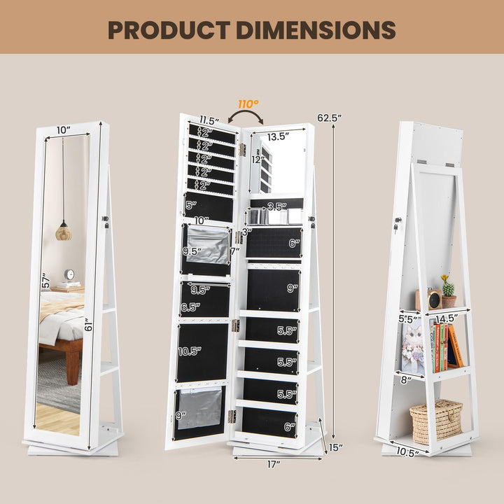 CHARMAID 3-in-1 Jewelry Armoire with Full Length Mirror