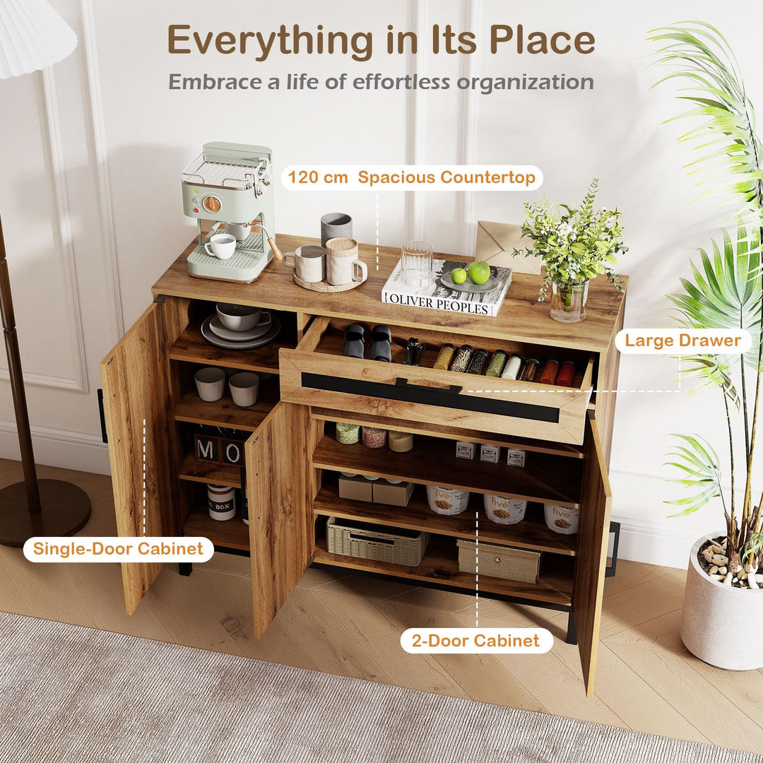 Giantex 48" Buffet Cabinet with Storage 3-Door Large Farmhouse Sideboard