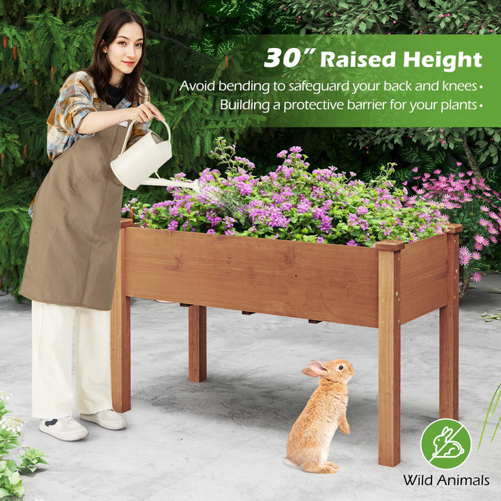 49" L x 23 W x 30 H Elevated Wood Planter Box with Protective Liner and Drain Hole