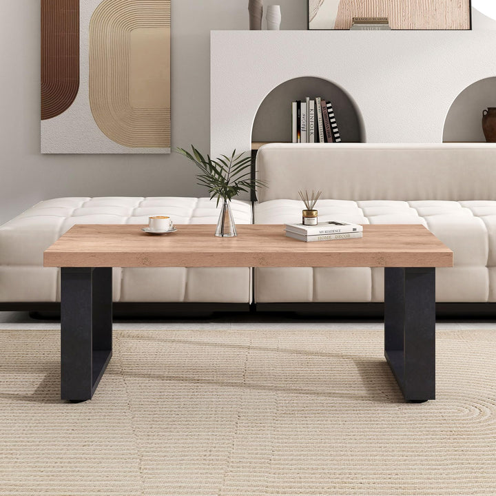 Giantex Rustic Coffee Table 47 Inch Industrial Wood Center Table with 1.8" Tabletop