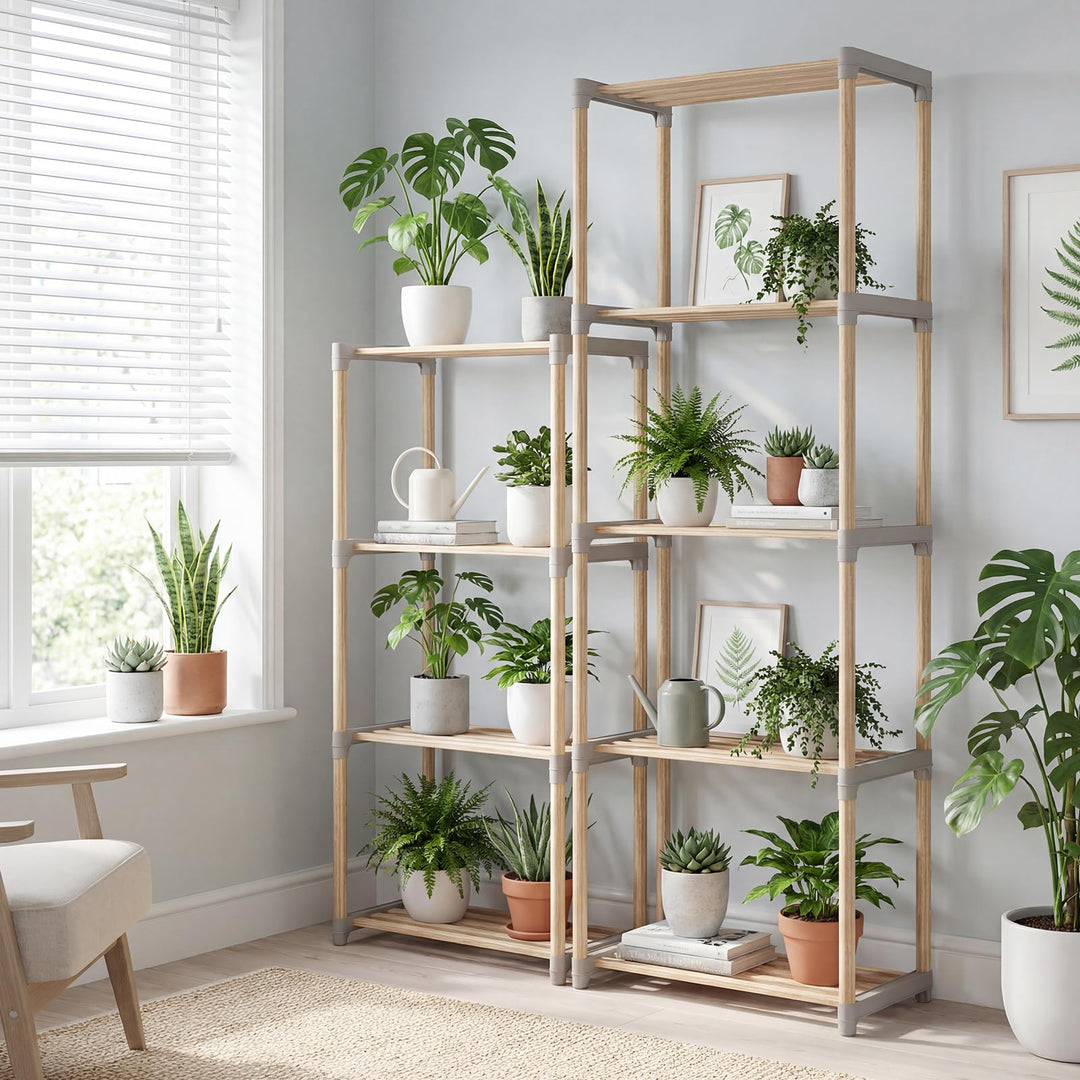 Giantex 4-Tier Bookshelf | Pine Wood Bookcase with Open Shelves