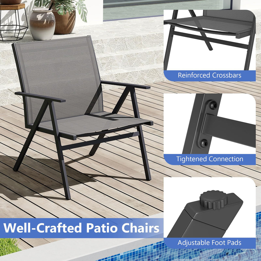 Giantex All Weather Outdoor Dining Chairs w/Sturdy Metal Frame & Breathable Seat Back