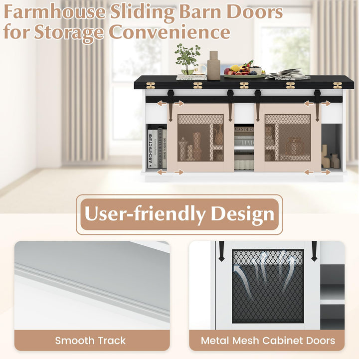 Giantex Lift Top Coffee Table | 41.5" Farmhouse Center Table with 2 Sliding Barn Doors