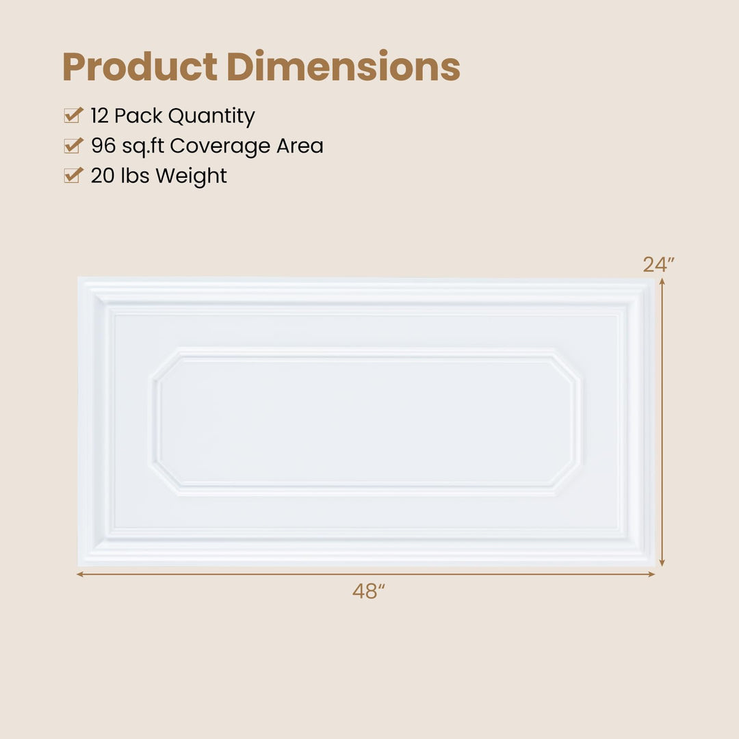 Giantex 12/24 Pack PVC Wall Panels with Raised Design