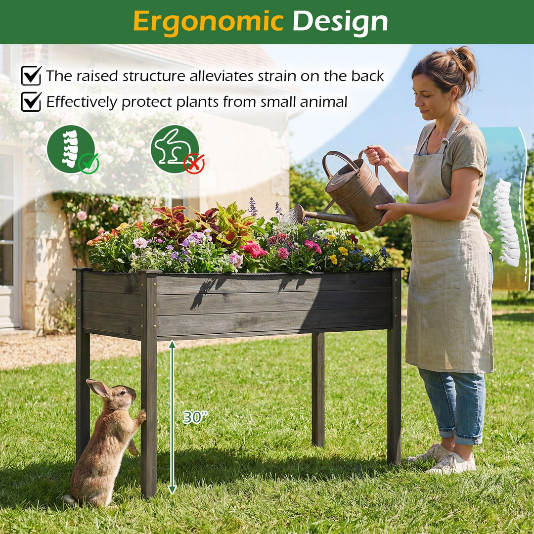 Giantex Solid Pine Wood Planter Box w/Legs