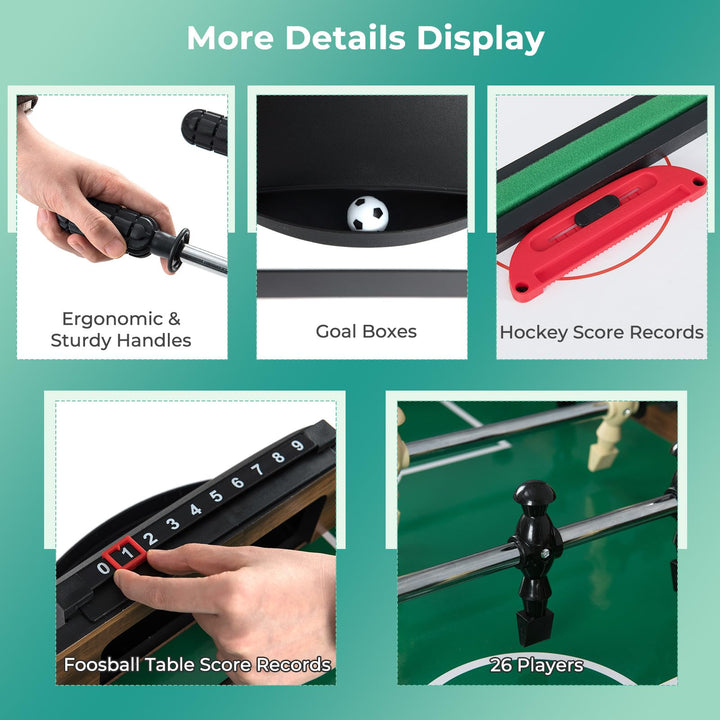 10-in-1 Multi Game Table, Combo Game Table Set w/Hockey