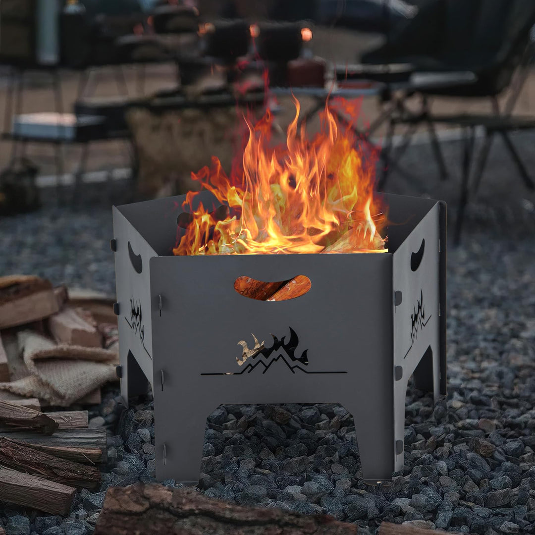 Giantex Portable Fire Pit for Outside - 19" Collapsible Wood Burning Fire Pit