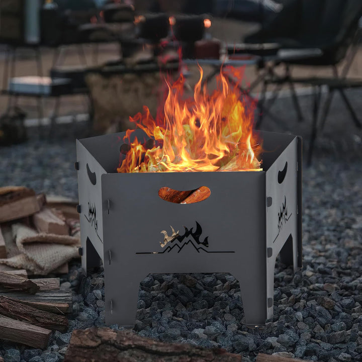 Giantex Portable Fire Pit for Outside - 19" Collapsible Wood Burning Fire Pit