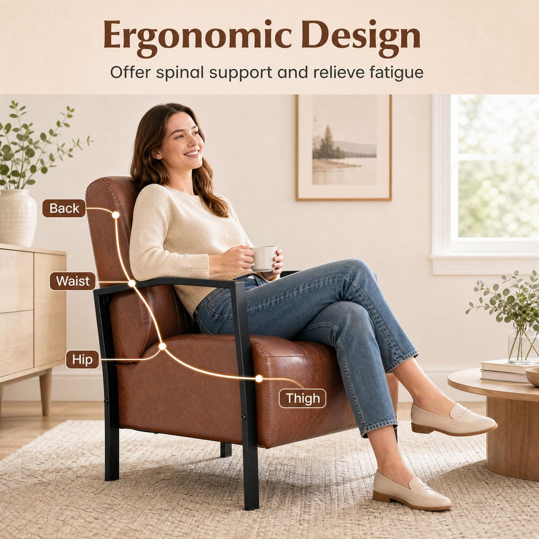 Giantex PU Leather Upholstered Armchair with Padded Seat &amp; Back (1/2)