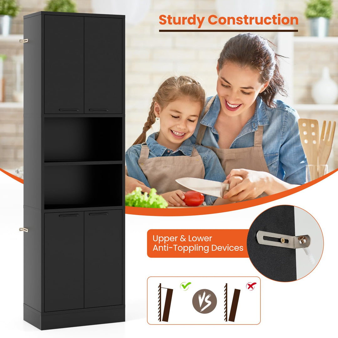 Giantex Kitchen Pantry Cabinet, 75” Tall Freestanding Cupboard with Doors & Shelves