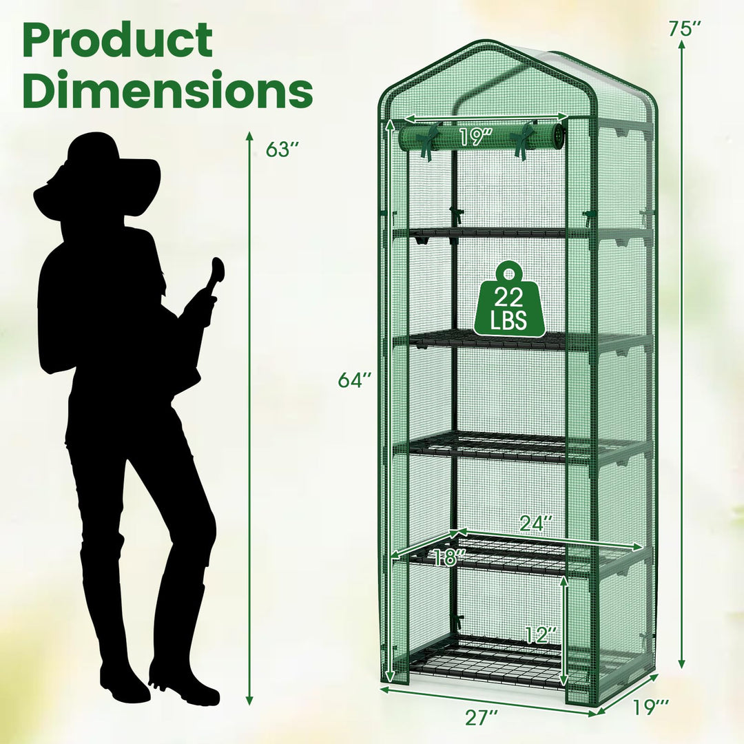 Giantex Mini Greenhouse Portable Plant Grow House with 5 Tier Shelves