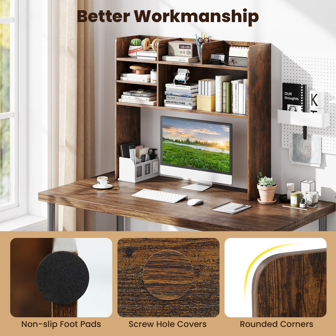 Giantex Desktop Bookshelf, 37" Desk Hutch Dorm for Computer Up to 32 Inch