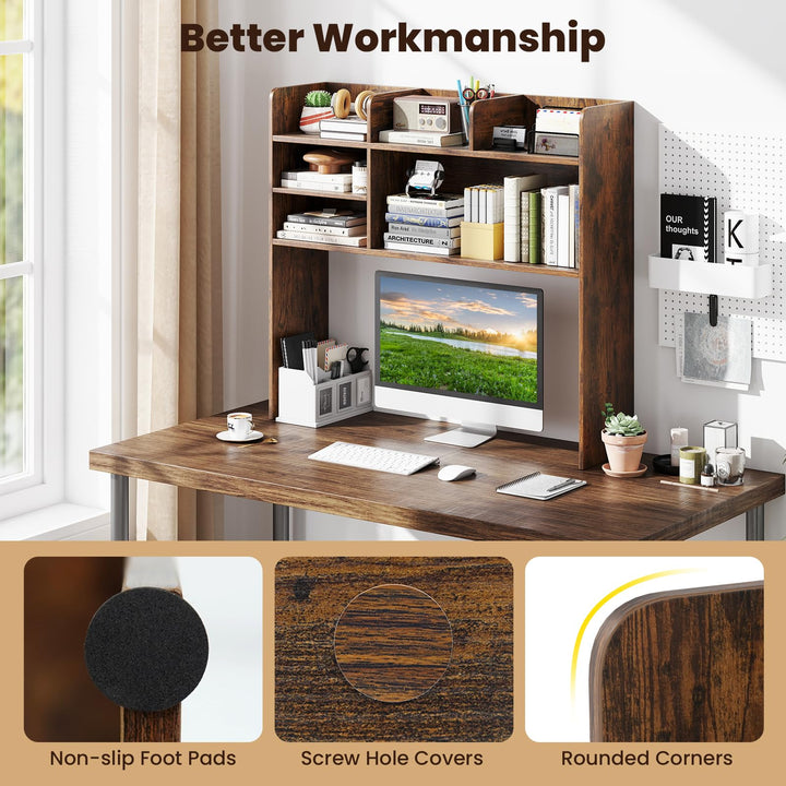 Giantex Desktop Bookshelf, 37" Desk Hutch Dorm for Computer Up to 32 Inch