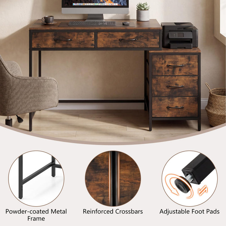Giantex Reversible Computer Desk with 5 Drawers
