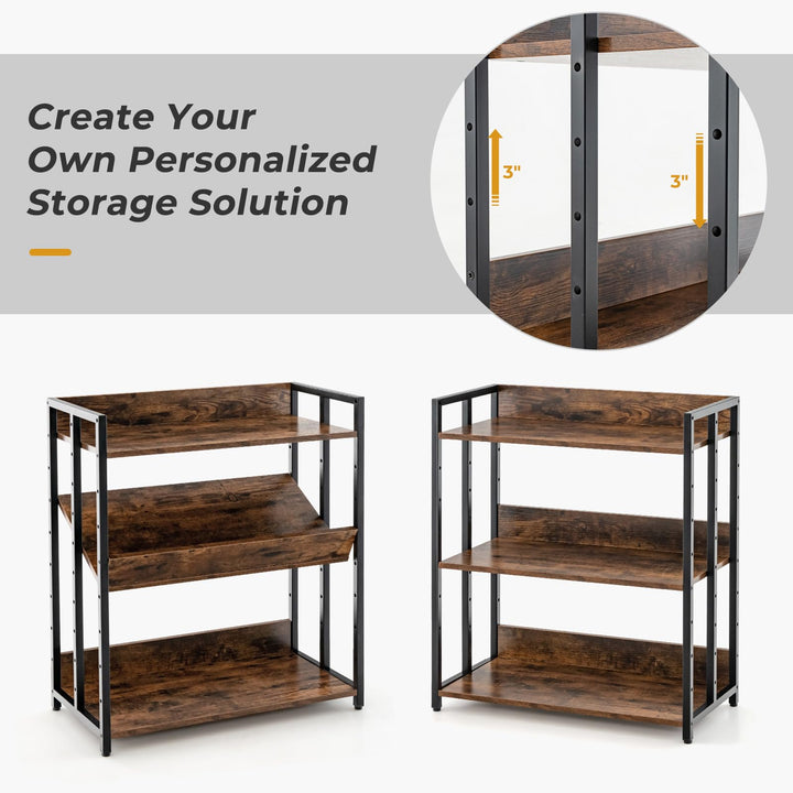 Giantex 3-Tier Bookshelf, Industrial 32" Tall Small Book Shelf with Adjustable Shelves