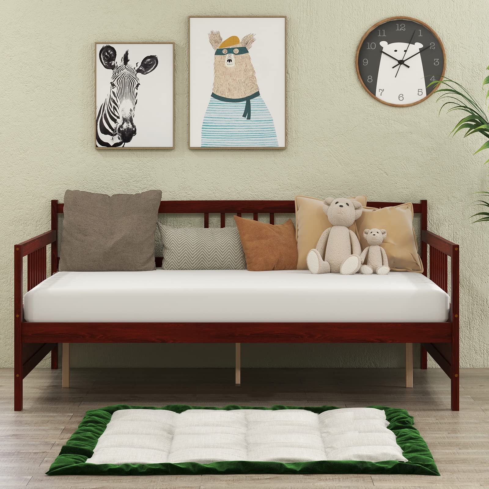 Giantex Full Size Daybed, Wooden Daybed Sofa Bed Frame with Wood Slat Support for Kids Teens (Full)