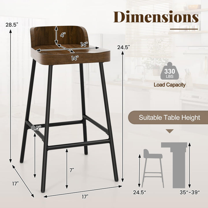 Giantex 24.5'' Bar Stool, Counter Height Bar Stools with Low Back & Footrest