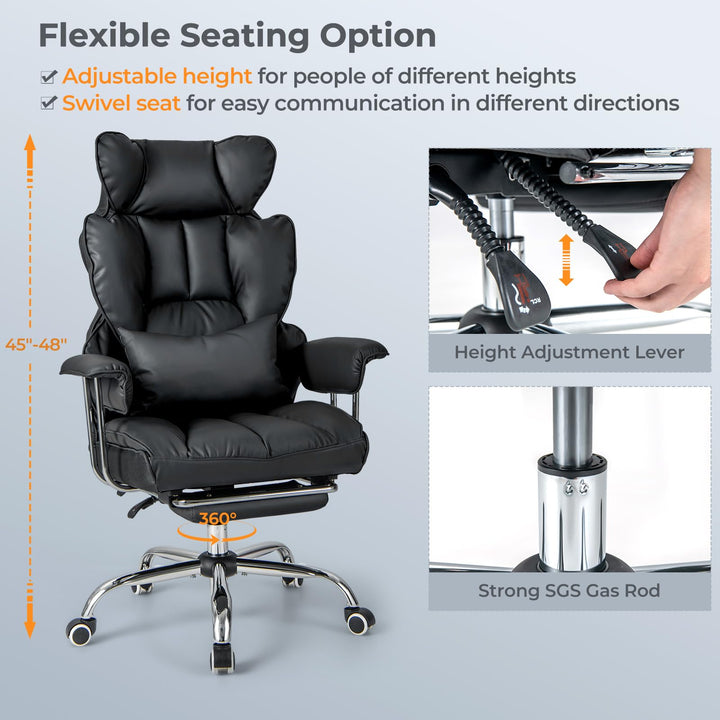 Giantex Office Desk Chair, High Back Executive Office Chair with Foot Rest and Lumbar Support