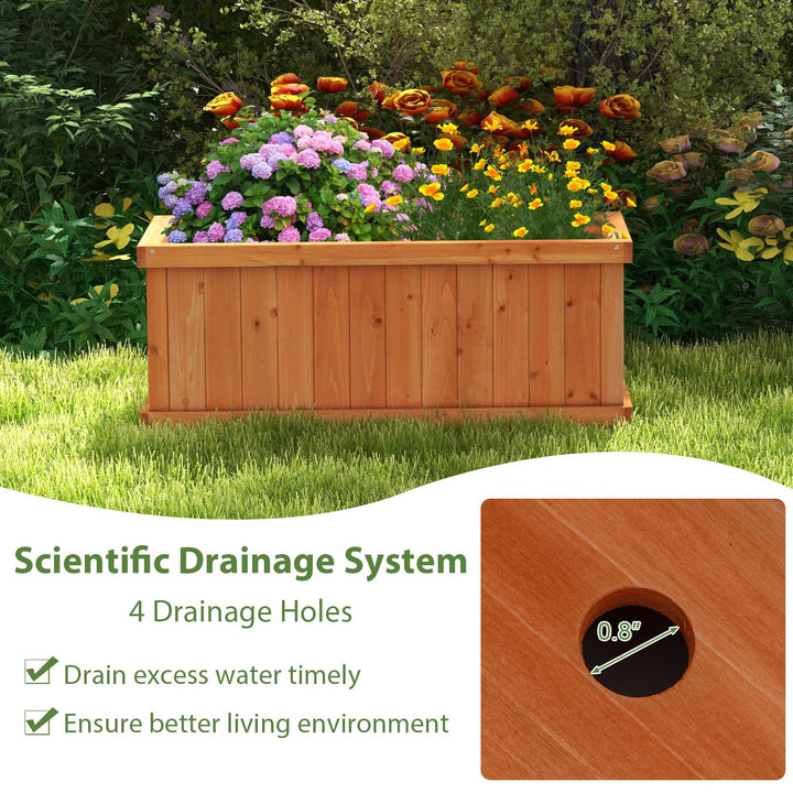 Giantex Raised Garden Bed, 31”x14”x12” Wooden Planter Box with 4 Drainage Holes