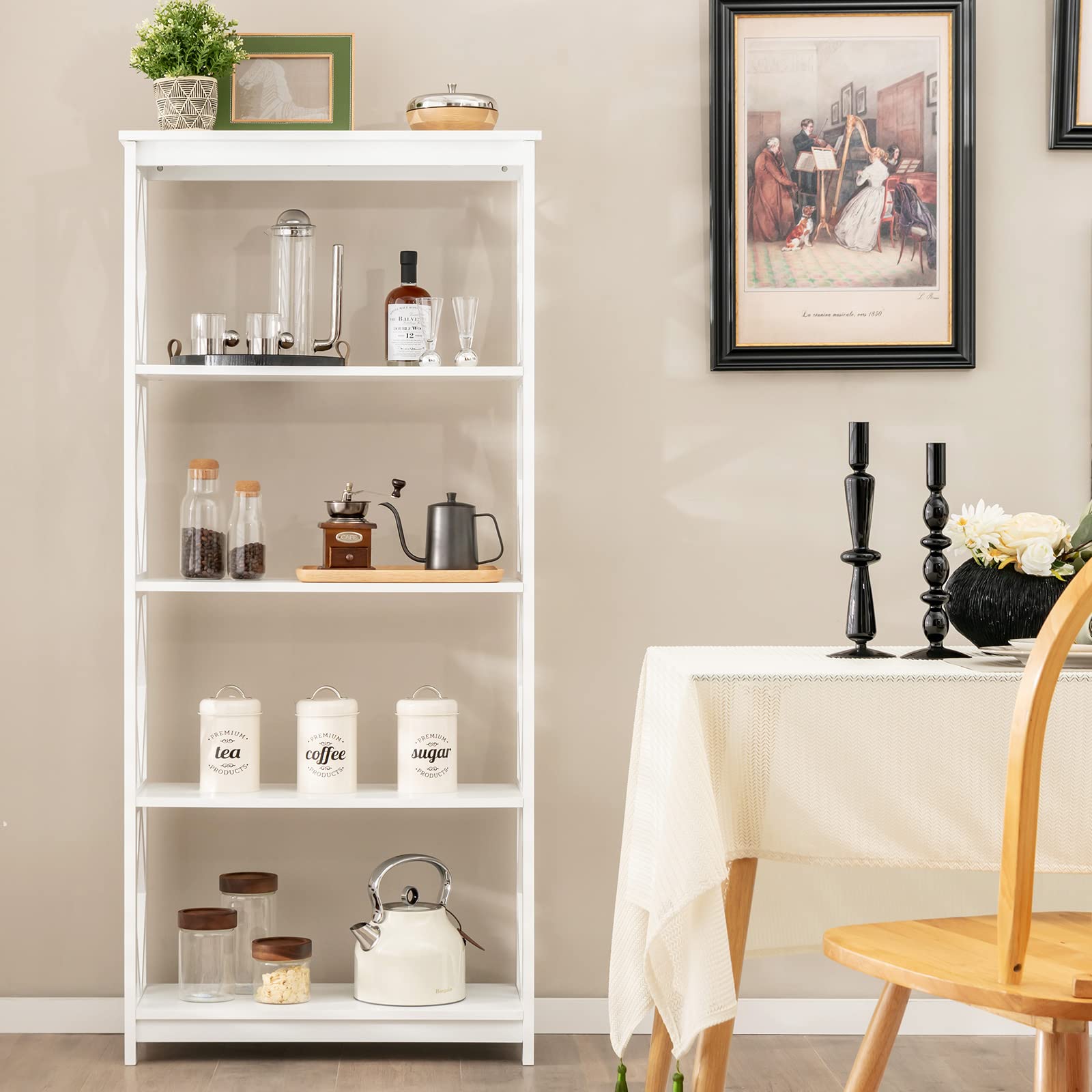 Giantex 5-Tier 61" Tall Wooden Bookshelf - Modern Freestanding Open Shelving Storage Display Shelf
