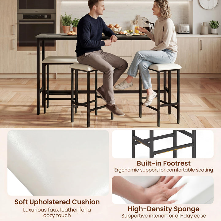 Giantex 4 Piece Bar Table and Chairs Set with Power Outlet