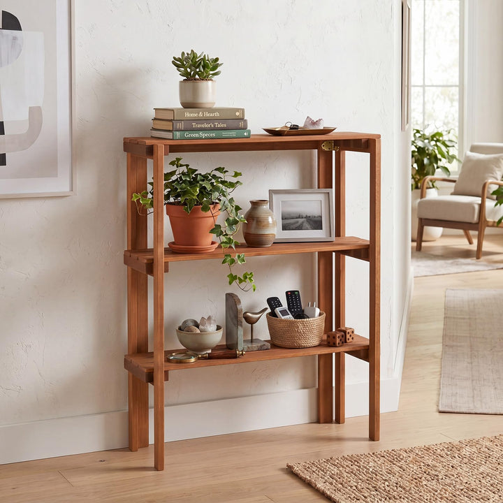 Giantex 3-Tier Foldable Solid Wood Indoor Outdoor Flower Pot Display Rack