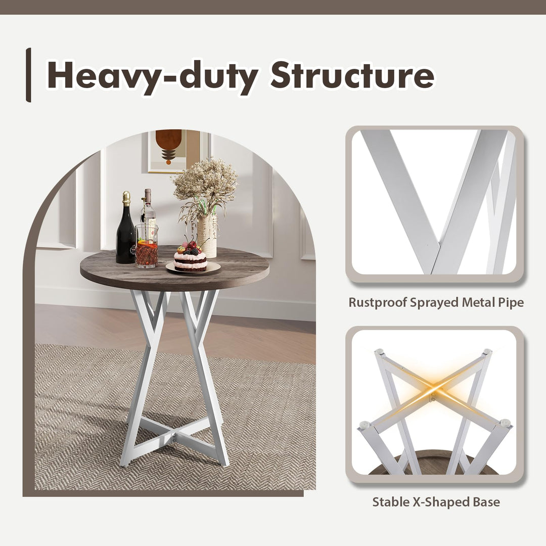 Giantex 31.5" Small Round Dining Table for 2-4 with Crossed Metal Legs Load 220Lbs