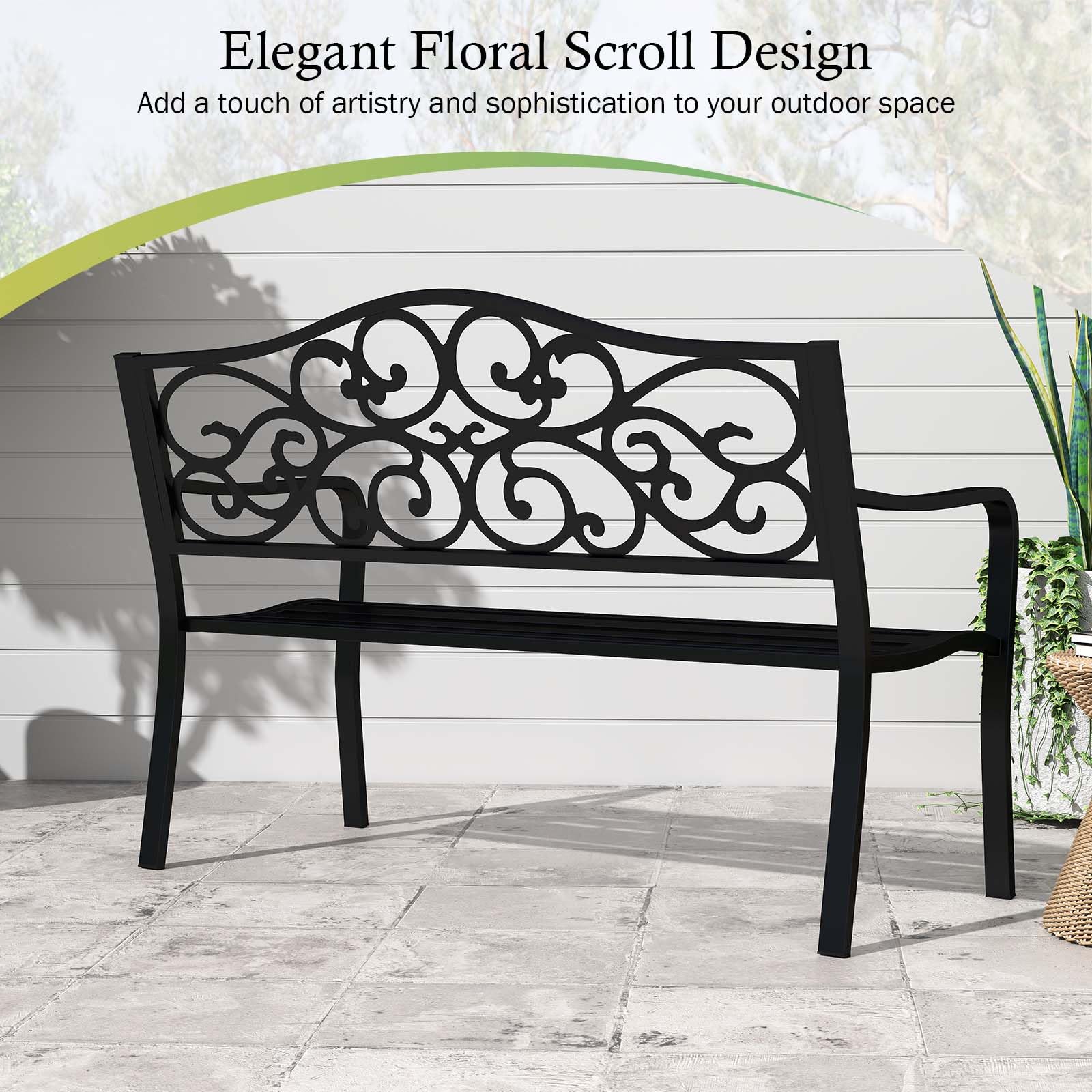 Giantex Outdoor Bench with Floral Pattern