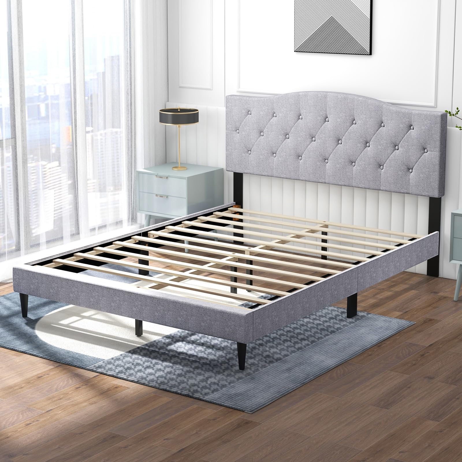 Giantex Queen Size Upholstered Platform Bed