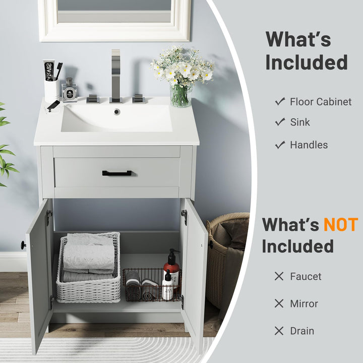 Giantex 24” Undermount Bathroom Cabinet with Ceramic Basin