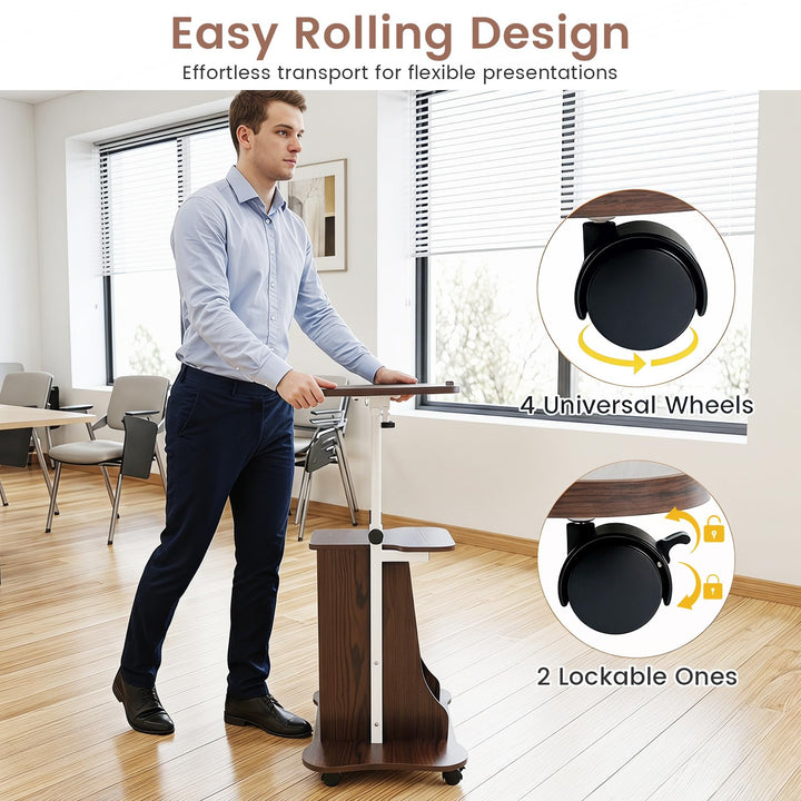 Giantex Mobile Podium Stand | Height Adjustable Laptop Computer Cart w/Tilting Top (1/2)