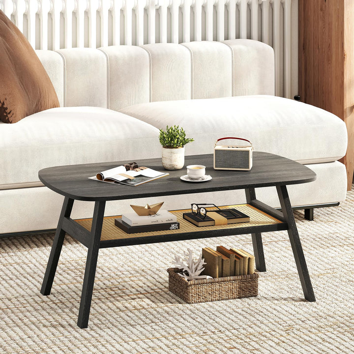 Giantex Rattan Coffee Table for Living Room