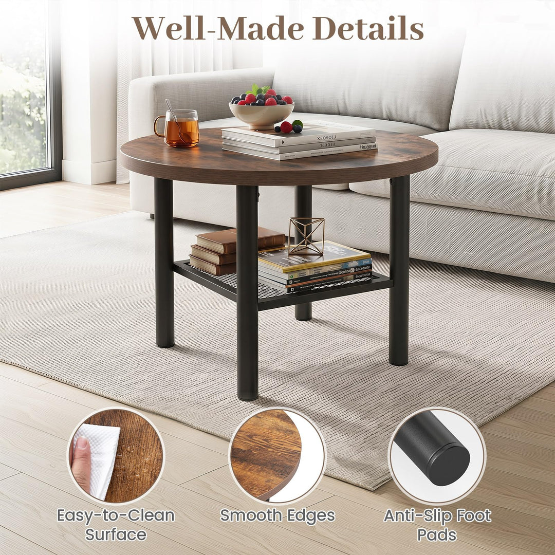 GIANTEX 24" Small Round Coffee Table with Storage