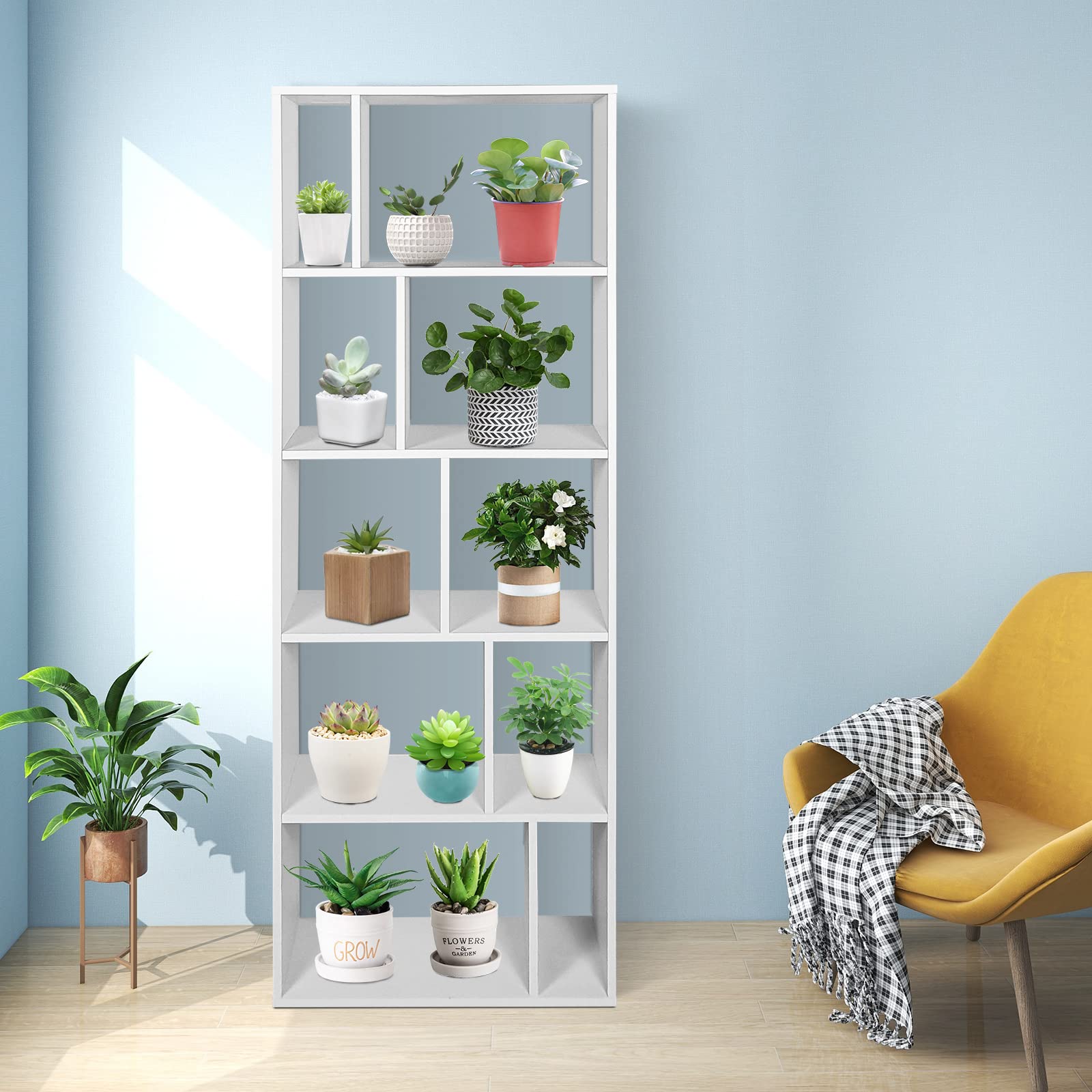 Giantex 5 Tier Bookshelf, 66" Tall 10-Cube Open Shelves Storage Organizer Cabinet