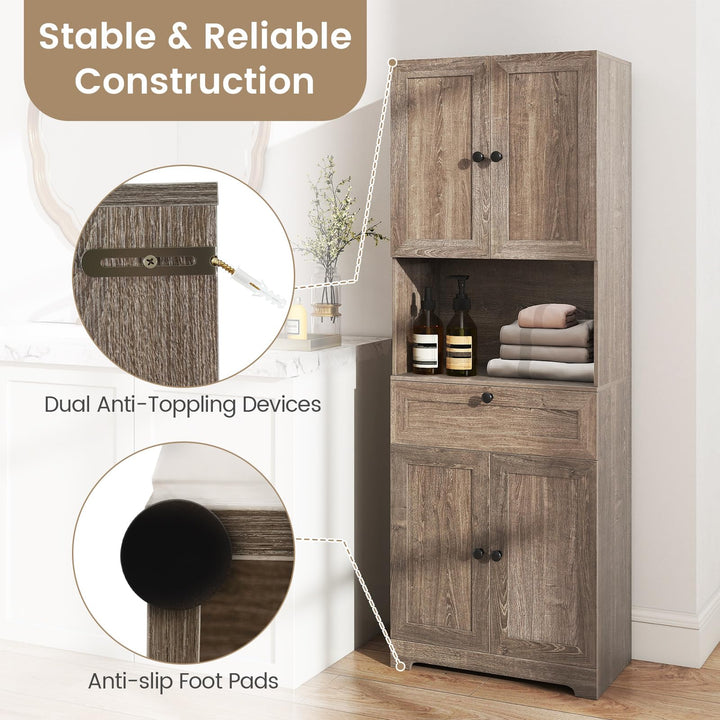 Giantex 67.5" Tall Floor Storage Cabinet w/4 Doors & 1 Drawer