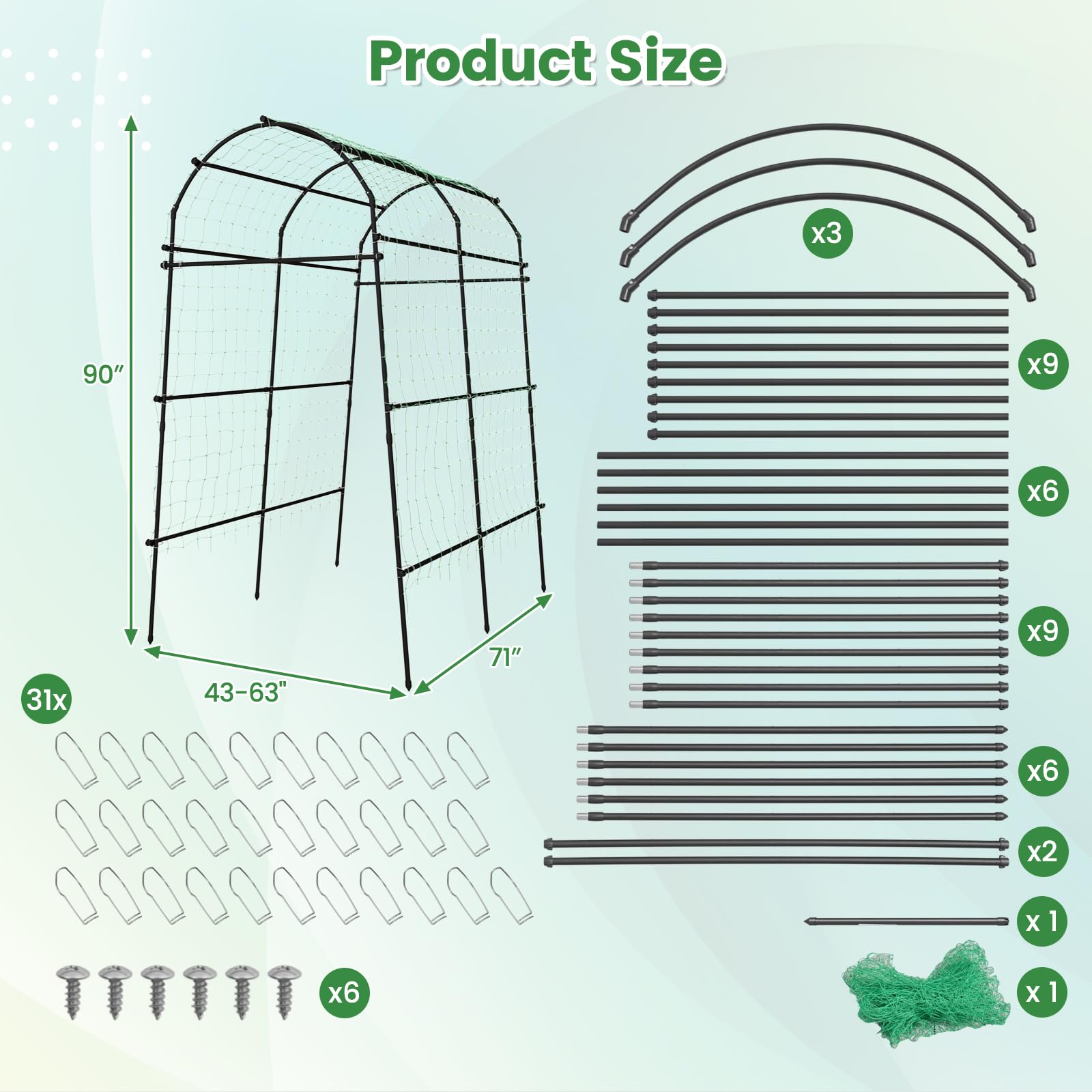 Garden Arch Trellis for Climbing Plants - Giantex