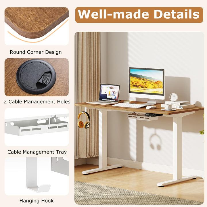 Giantex Electric Dual Motor Standing Desk | 48" x 24" Height Adjustable Sit Stand Computer Workstation w/3 Memory Height