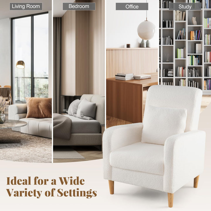 Giantex Modern Accent Chair with Lumbar Pillow Teddy Fleece Cover