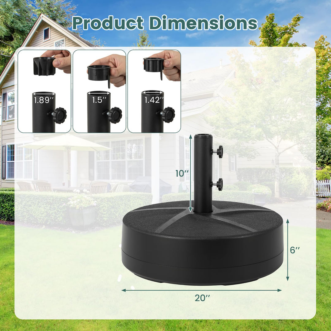 Giantex  88 lbs Fillable Umbrella Stand with 2 Adjustable Knobs & 3 Adapters