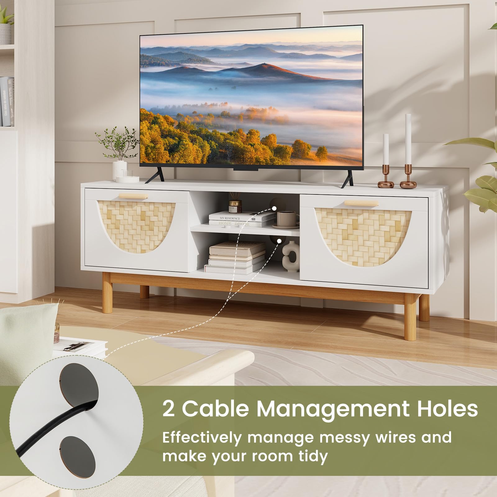 Giantex TV Stand for TV up to 55”, Television Stand with Open Shelves