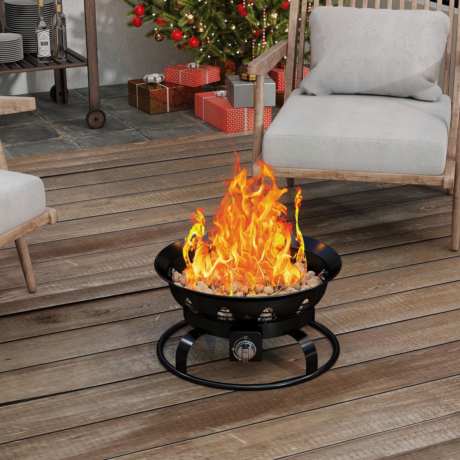 Giantex 21 Inch Smokeless Fire Bowl with Cover