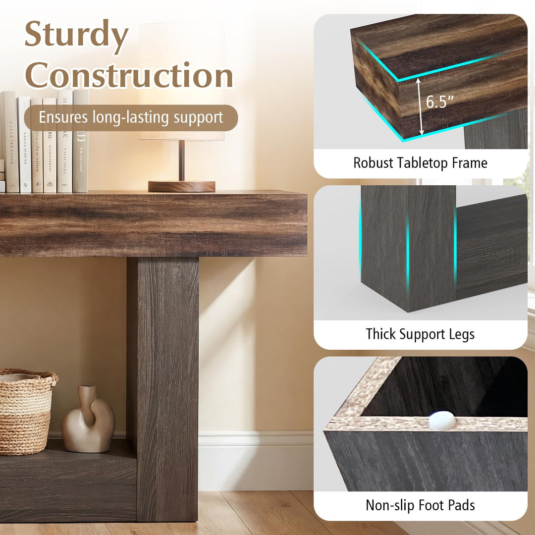 Giantex 63" Farmhouse Console Table | 2-Tier Narrow Entryway Table with Storage Shelf