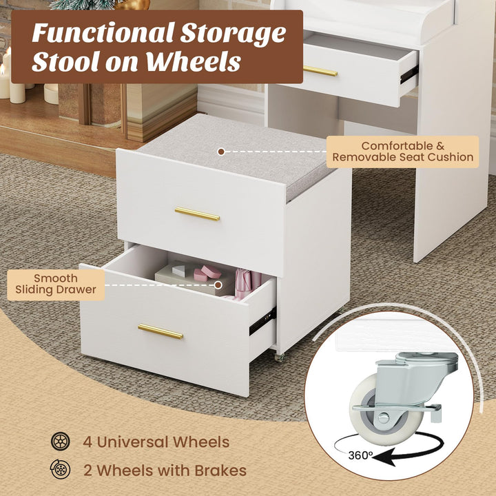 CHARMAID 3-in-1 Vanity Desk with Flip Top Mirror