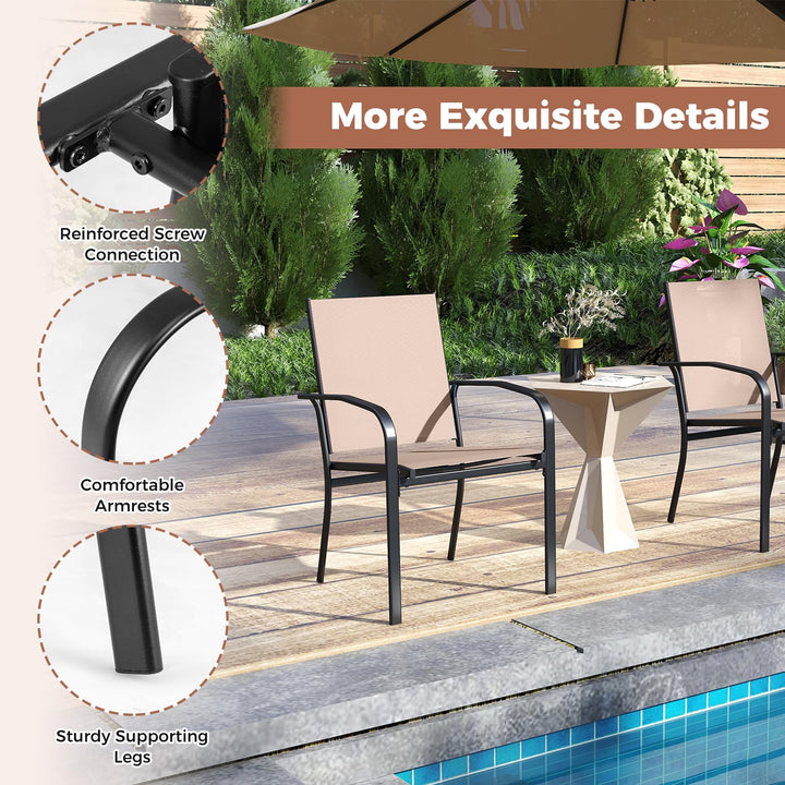 Giantex Stackable Patio Chairs with Breathable Backrest & Wide Seat