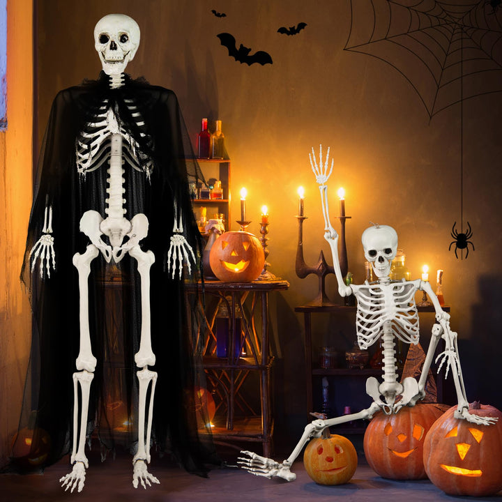 Giantex 5.4 FT Halloween Life Size Skeleton Realistic Full Body Plastic Skeleton with Movable Joints