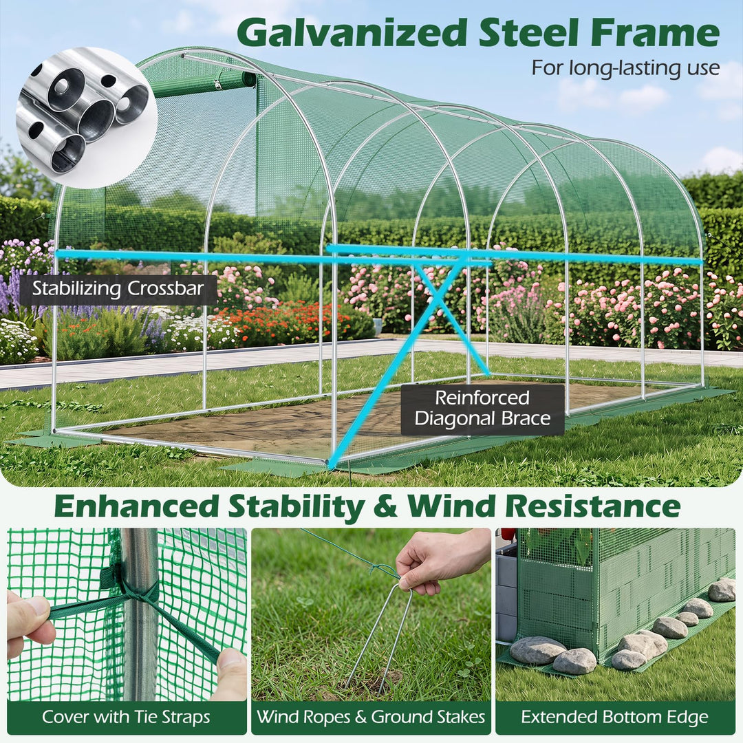 Giantex 15 x 7 x 7 ft Walk-in Tunnel Greenhouse for Outdoors